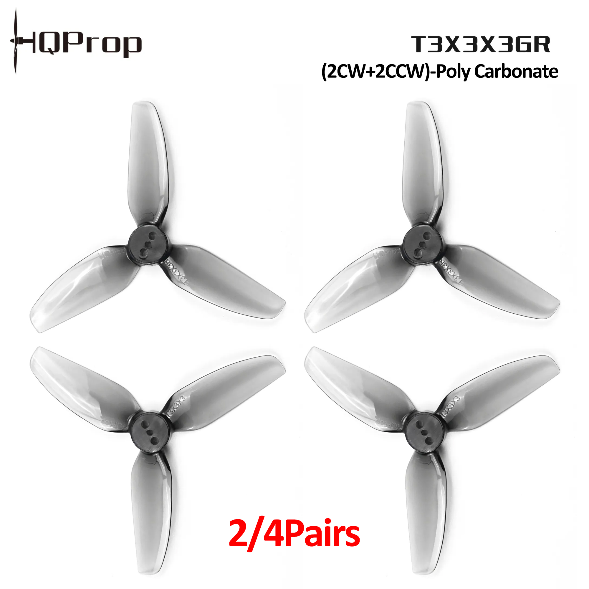 Drone Propeller - 2/4 пары высококачественных пропеллеров HQProp T3X3X3GR,